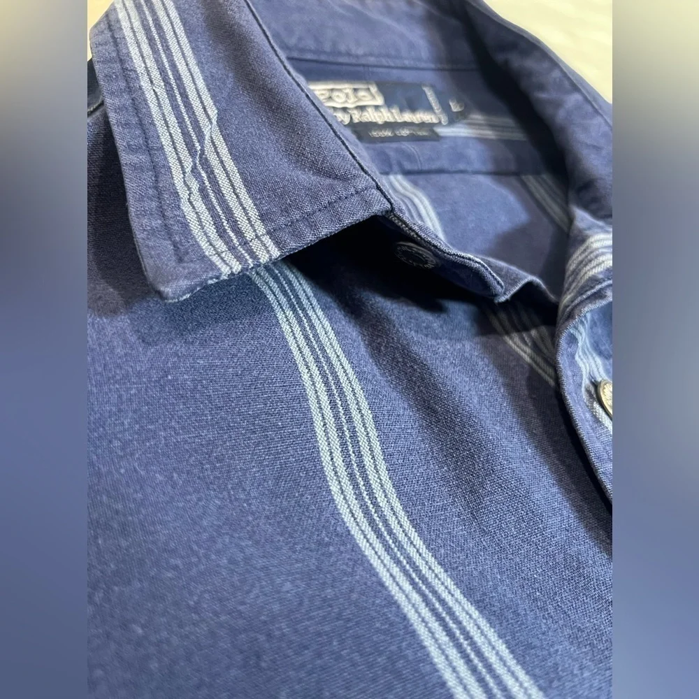 Polo Ralph Lauren Large 100% Cotton Vintage Heavy Shirt Jacket Metal Buttons
